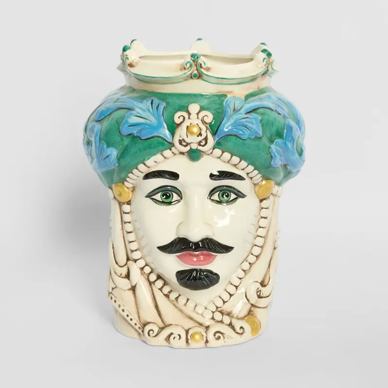 Azure Sicilian Moro King Ceramic Vase 1