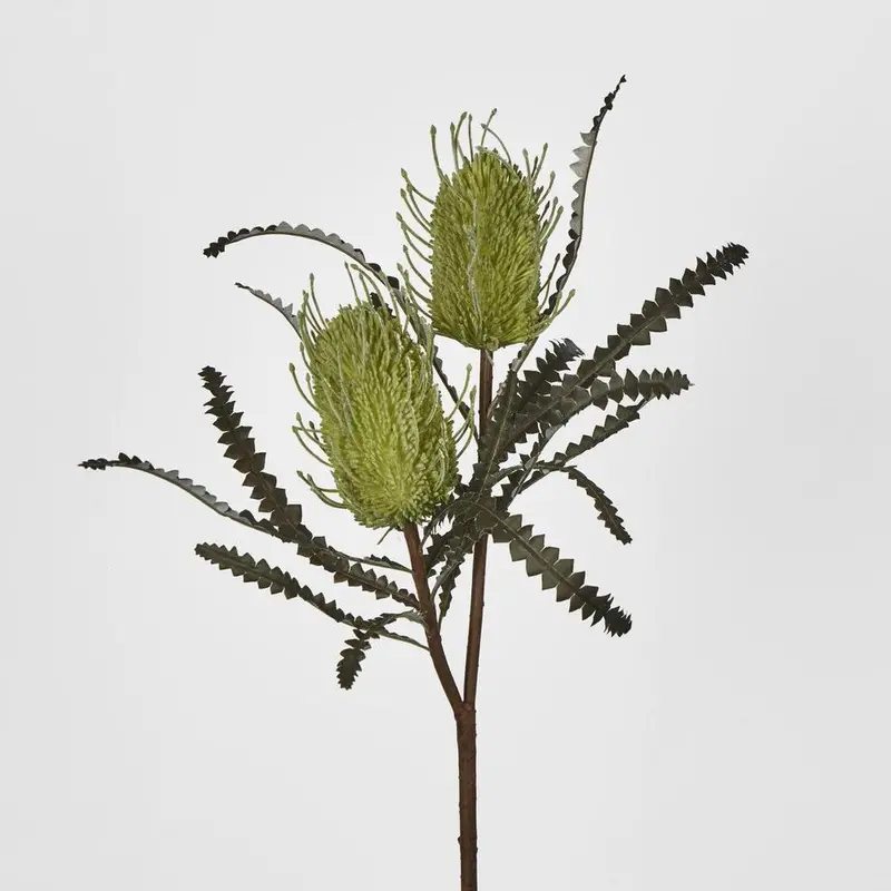 Banksia Double Artificial Spray – Fresh Green 1