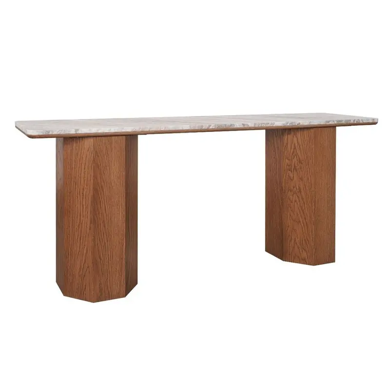 Barlow Walnut-Finished Marble Console Table 1