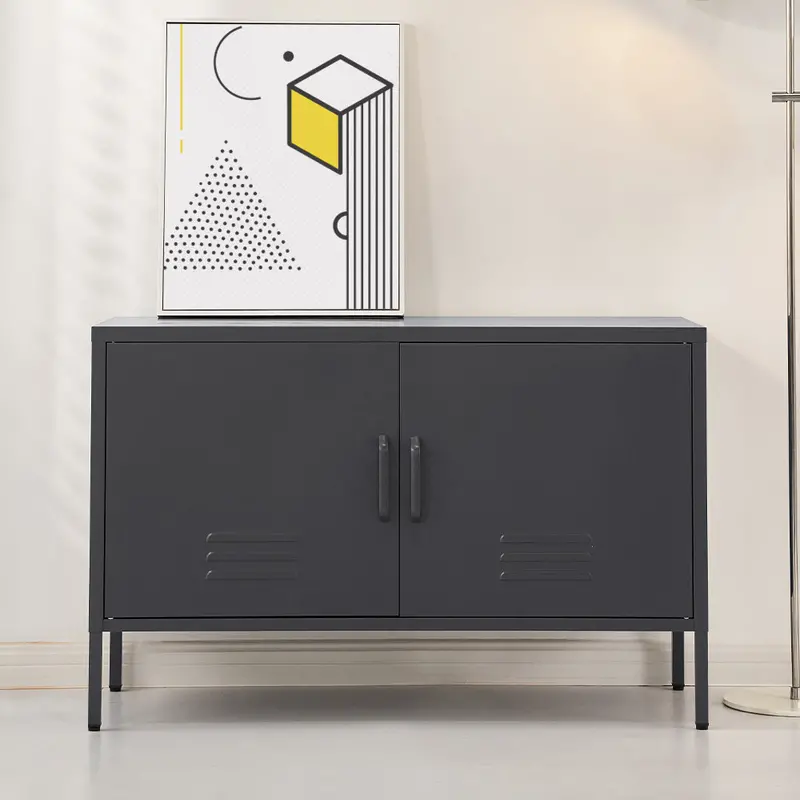 Base Charcoal Metal Buffet – Industrial-Style Sideboard By Artissin 1