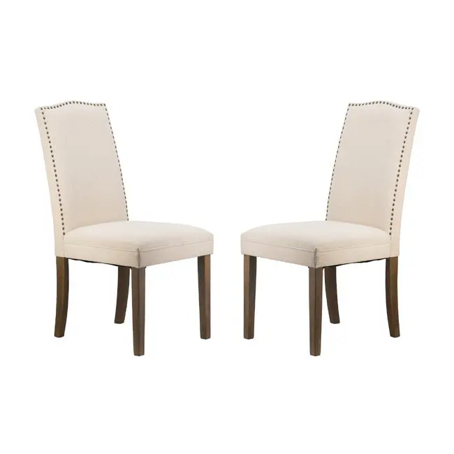 Beige Studded Armless Dining Chairs – Pair 1