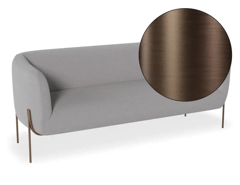 Belle Cloud Grey 2.5-Seater Sofa With Brushed Matte Bronze Legs 1