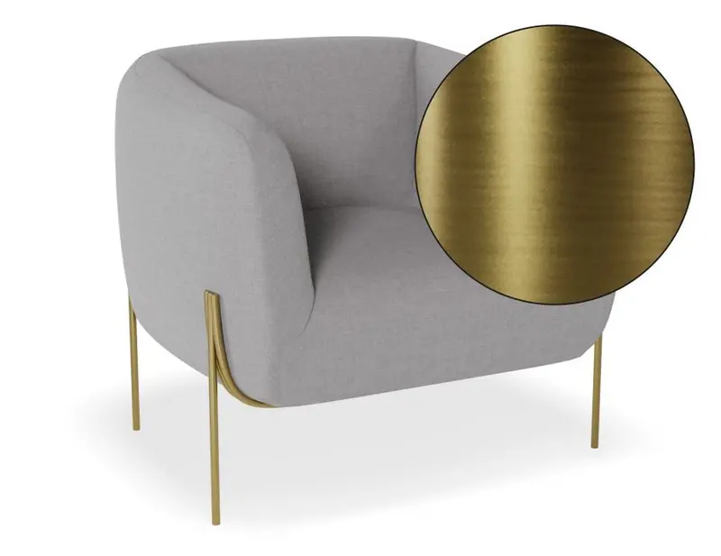 Belle Cloud Grey Lounge Chair With Brushed Matte Gold Legs 1