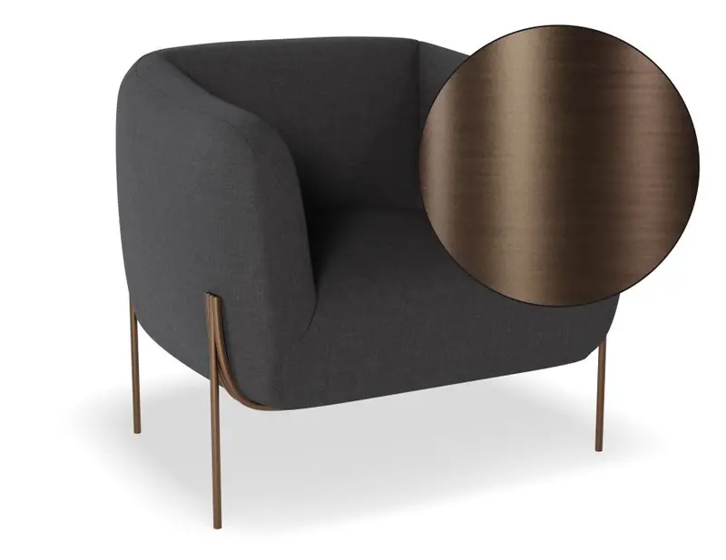 Belle Storm Grey Lounge Chair With Brushed Matte Bronze Legs 1
