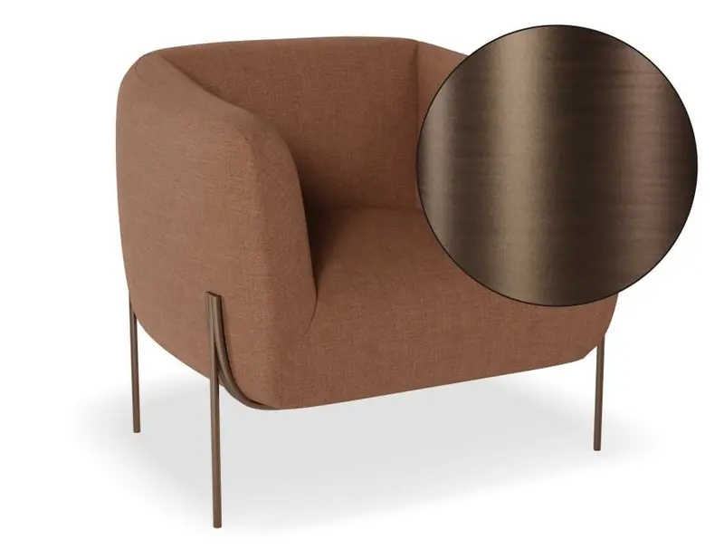 Belle Terracotta Rust Lounge Chair With Brushed Matte Bronze Legs 1