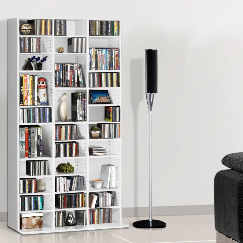 Bert White Cd & Media Storage Rack – Compact Bookshelf Unit 1