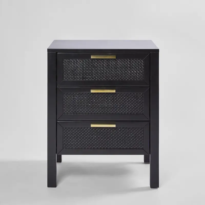 Black 3-Drawer Santorini Bedside Table 1