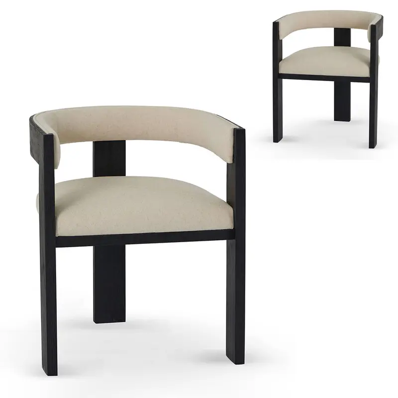 Black Elm Dining Chairs – Dawn Beige Upholstery, Set Of 2 1