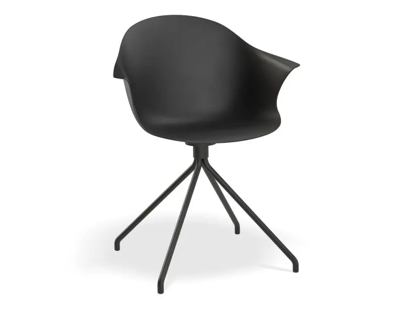 Black Pebble Armchair With Shell Seat And Pyramid Fixed Base 1