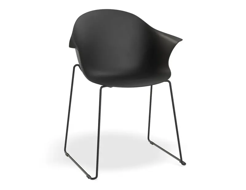 Black Pebble Armchair With Shell Seat And Sled Base 1