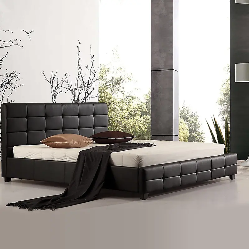 Black Pu Leather King Deluxe Bed Frame 1