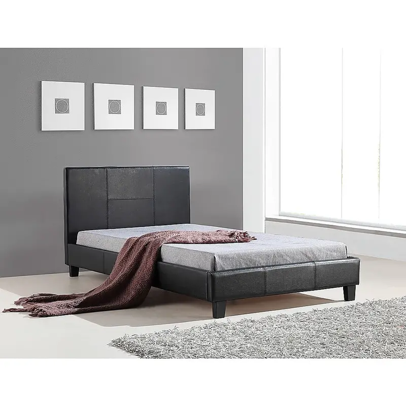 Black Pu Leather King Single Bed Frame 1