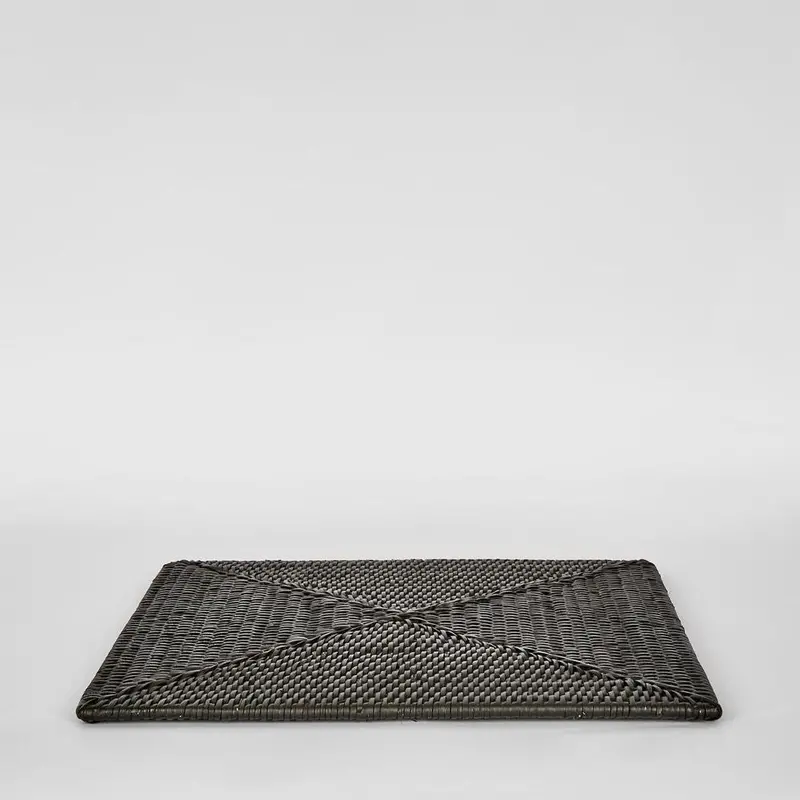Black Square Rattan Placemat By Paume 1