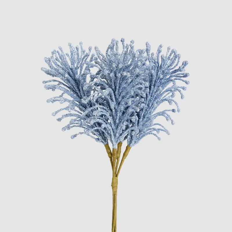 Blue Glitter Fern Bunch Decorative Foliage 1