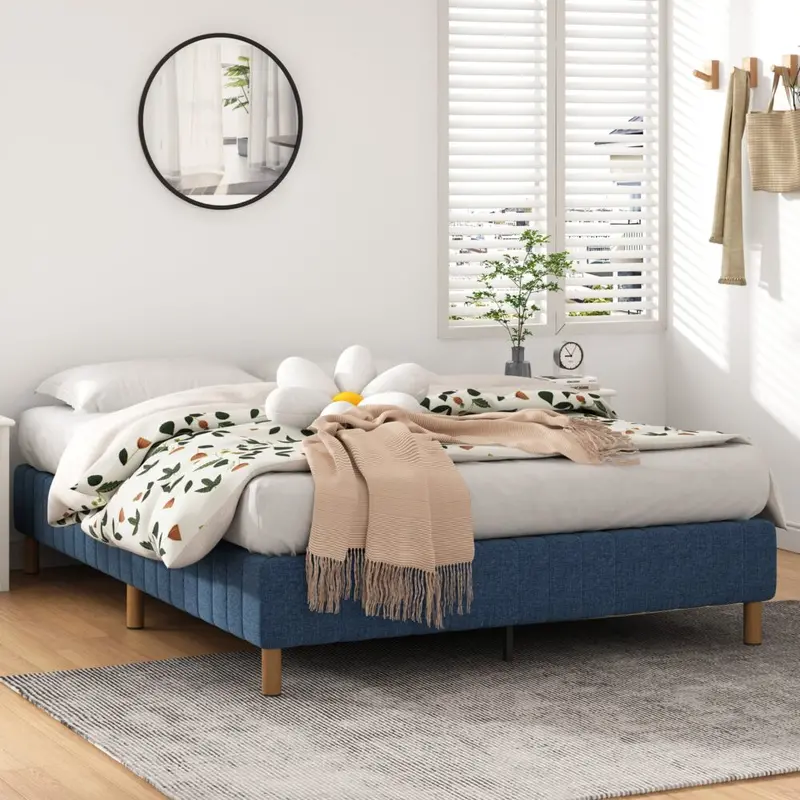 Blue Metal Bed Frame – Slim-Fit Mattress Support For Single Beds 1
