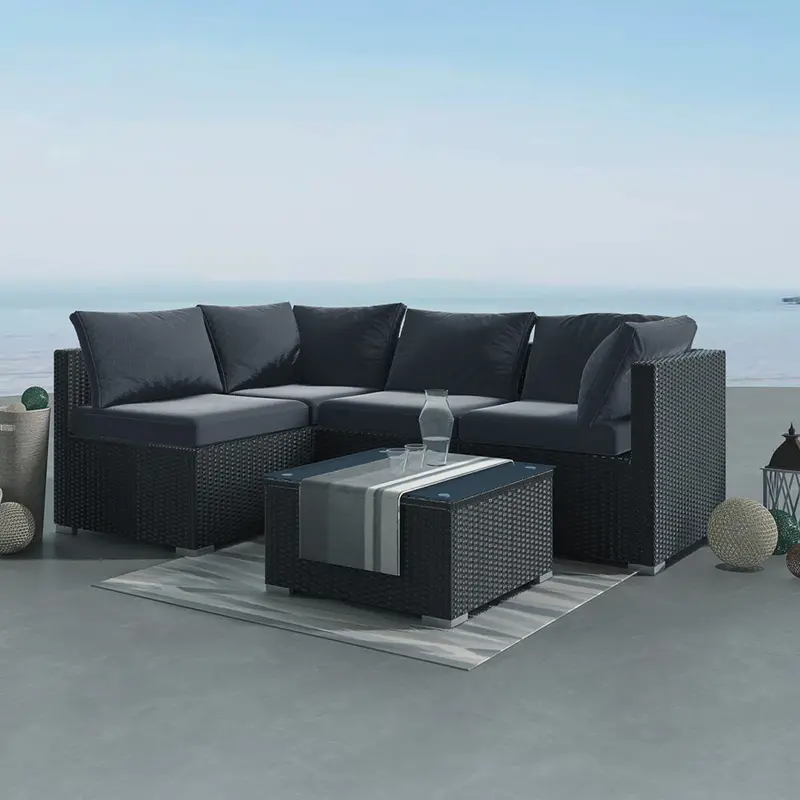 Bondi Modular Outdoor Lounge Sofa In Sleek Black 1
