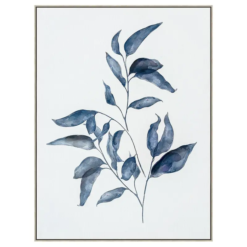 Botanica Blue Leaf Wall Art Print – Abstract Botanical Motif (Wall Hanging) 1