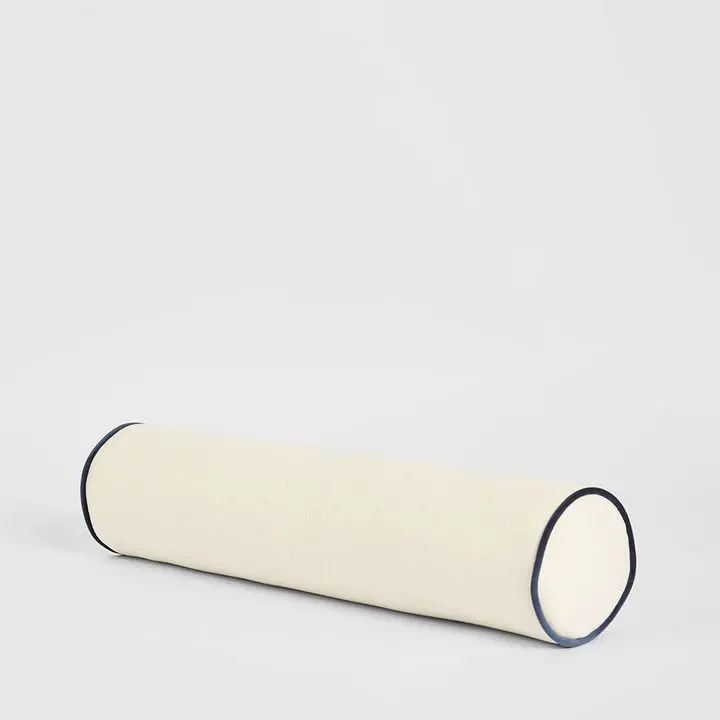 Brighton Ivory Bolster Cushion With Blue Piping 1