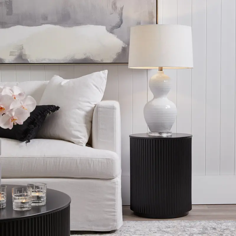 Bronte Ceramic Table Lamp – Crisp White Finish 1