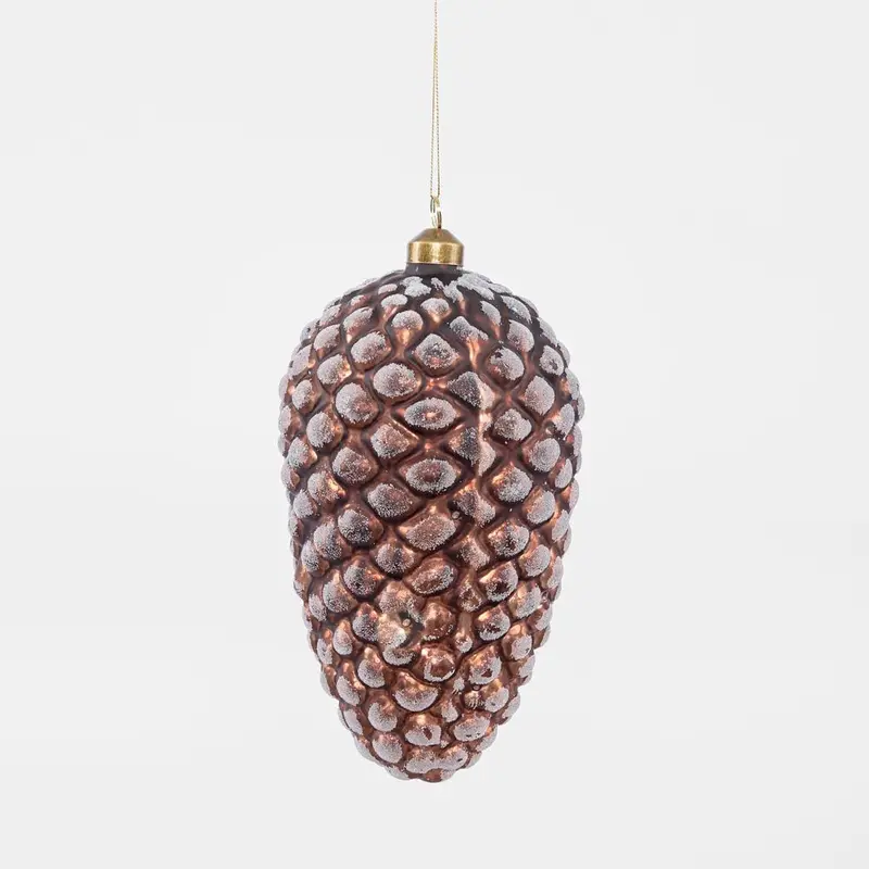 Bronze-Finished Frosted Pinecone Ornament 1