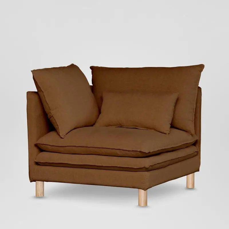 Brown-Covered Aura Corner Sofa Base With Removable Cover 1