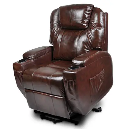 Brown Leather Lift Recliner – Dual-Motor, Heating, And Massage Features 1