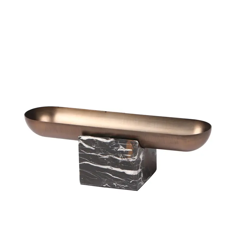 Brown Marble-And-Steel Serving Tray 1