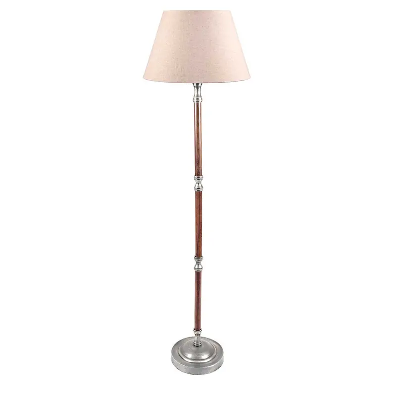 Brunswick Floor Lamp Base – Silver And Timber Finish 1