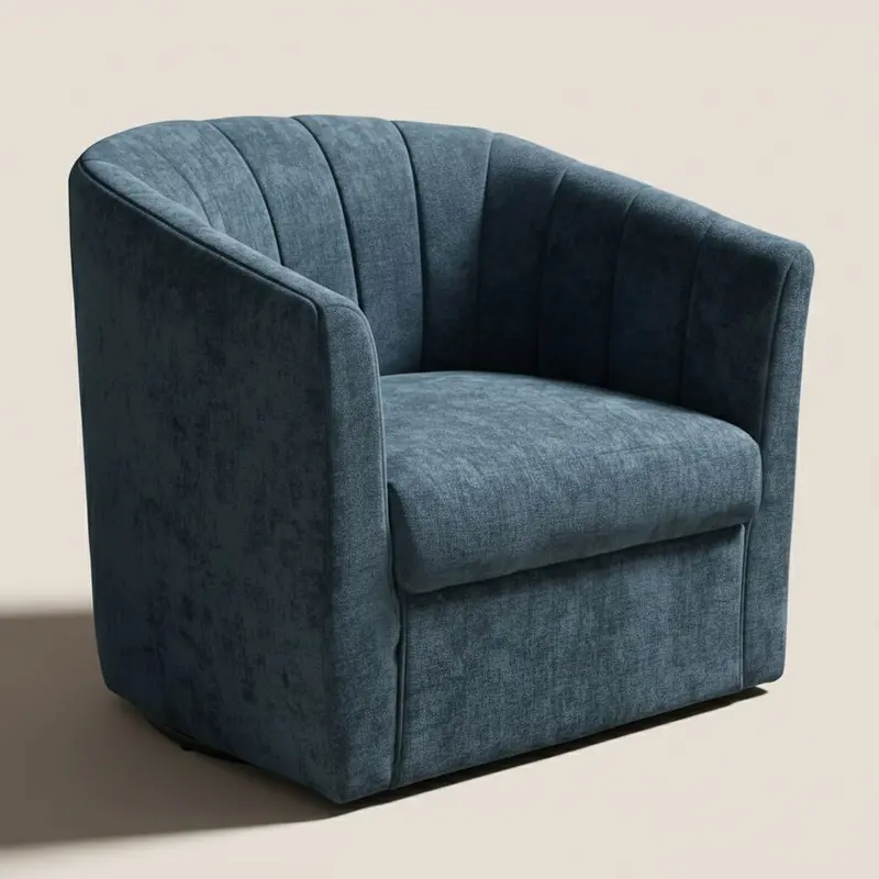 Cadman Teal Chenille Swivel Armchair 1