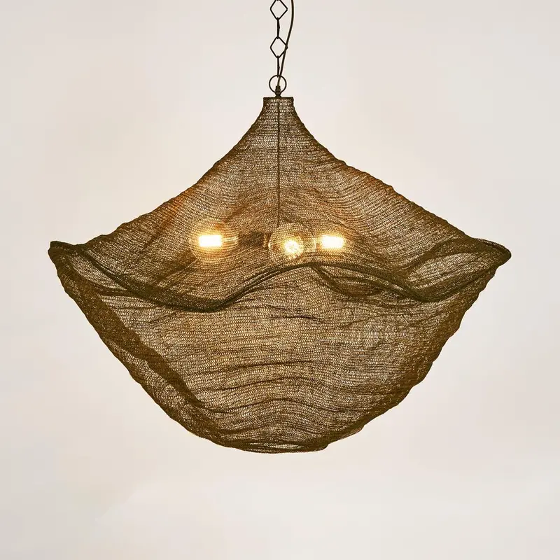 California Hanging Pendant Lamp – Antique Brass Industrial Fixture 1