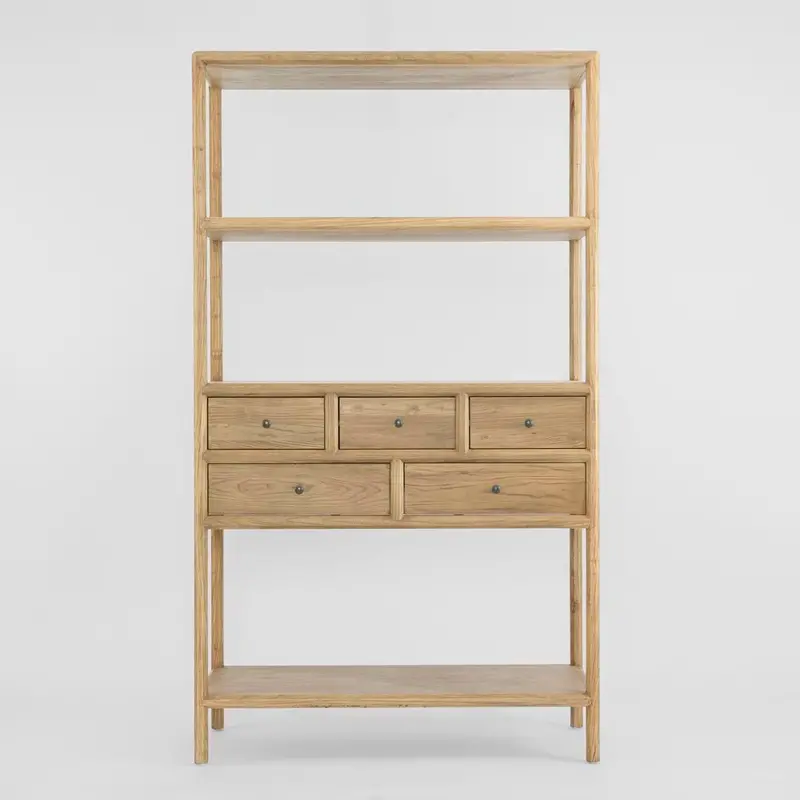 Cambridge Elm Natural 5-Drawer Storage Shelf Unit 1