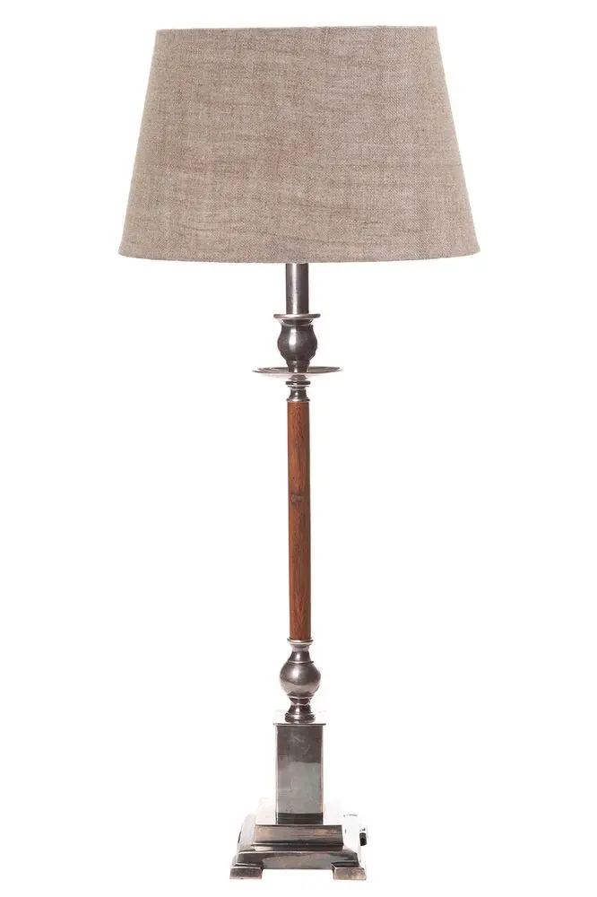 Canterbury Table Lamp Base – Silver & Natural Timber Combo 1