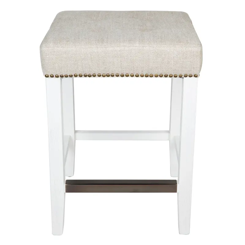 Canyon Natural Linen Kitchen Stool In White 1