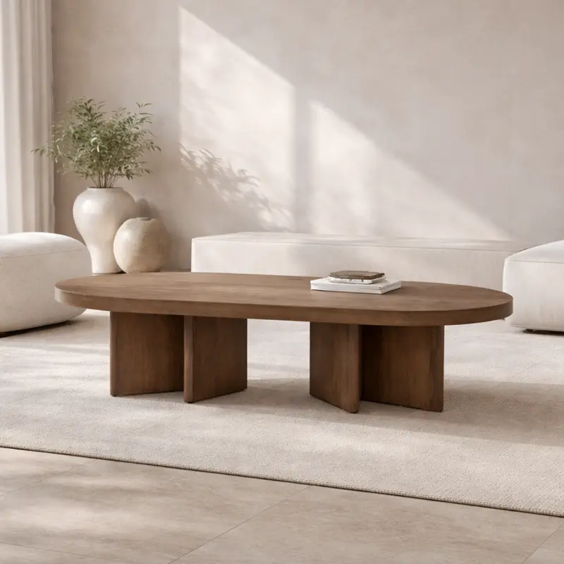 Caramel Oak Pill-Shape 1.3M Coffee Table 1