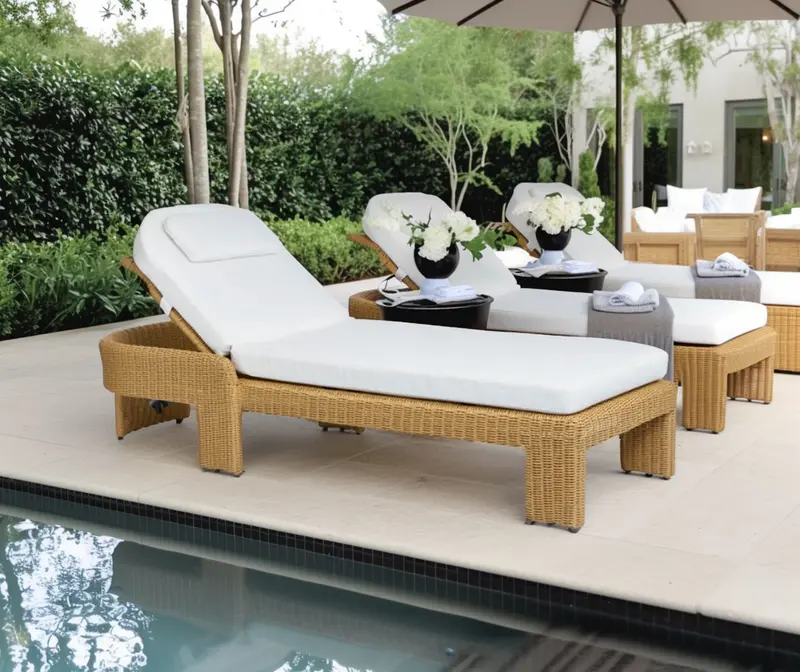 Cassius Natural Wood Sunlounge – Outdoor Lounger 1
