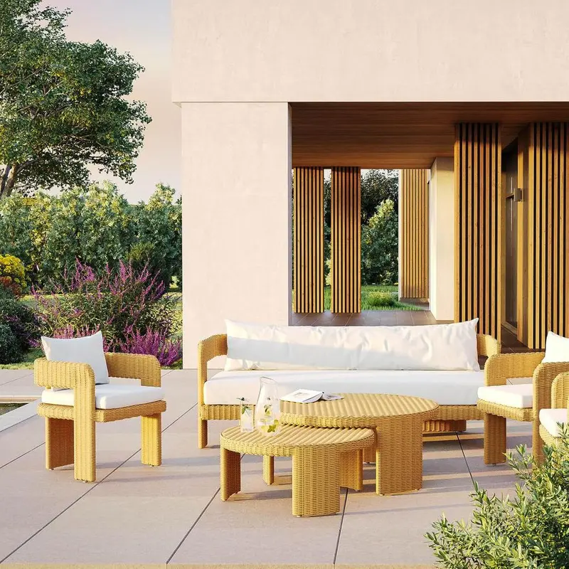 Cassius Nesting Outdoor Coffee Tables – Set Of Two, Natural Finish 1