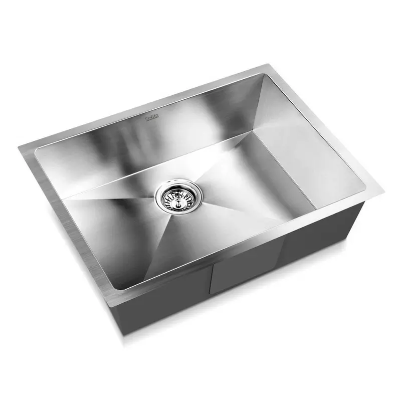 Cefito 60X45Cm Single-Bowl Stainless Steel Kitchen Sink – Silver Finish Basin 1