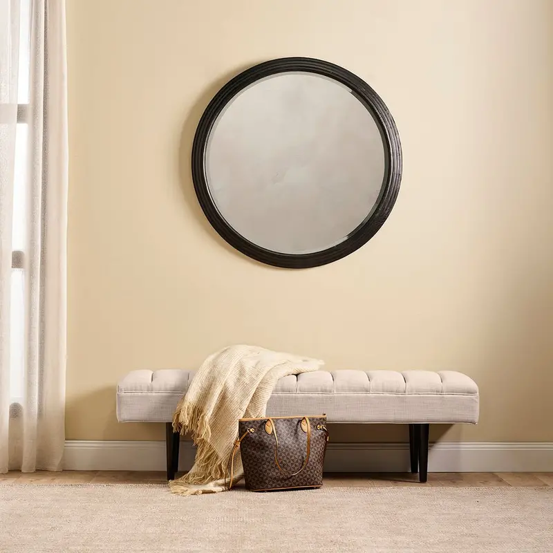 Central Park Fawn Linen Bench-Style Ottoman 1