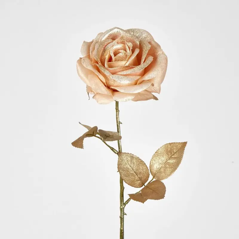 Champagne-Glitter Venus Rose For Christmas – Includes Two Leaf Sets 1