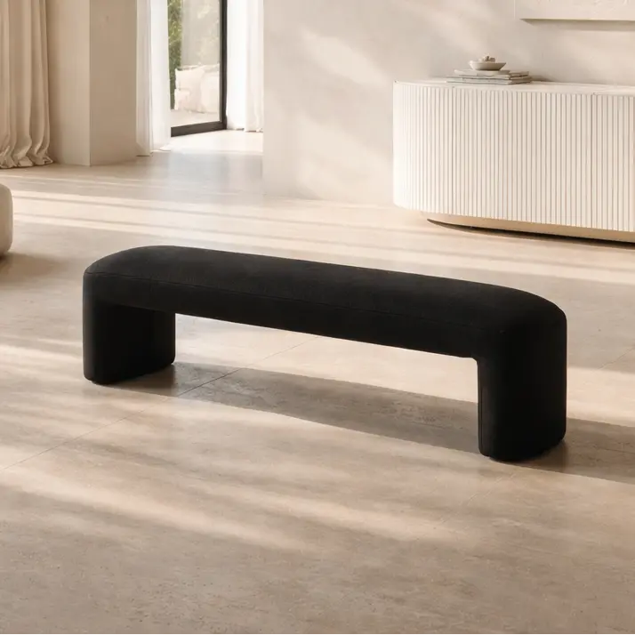 Charcoal Bouclé 1.5M Ottoman Bench 1