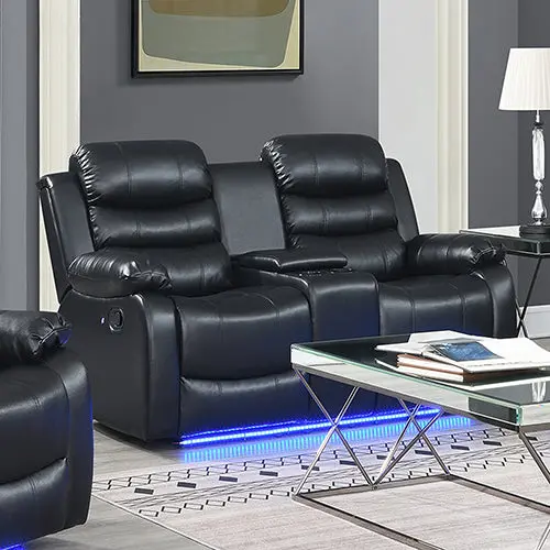 Chelsea 2-Seater Leatherette Recliner Sofa With Led Console & Plush Cushioning 1