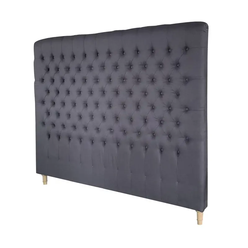 Chesterfield Charcoal Linen King Headboard – Tufted Fabric Bed Frame Top 1
