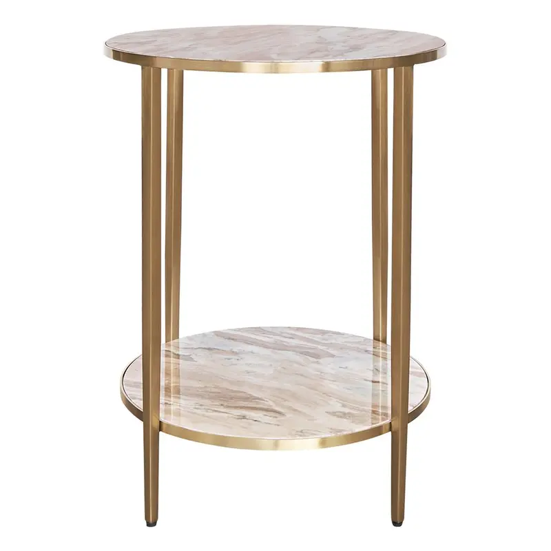 Chloe Pink Marble Side Table With Gold Base 1