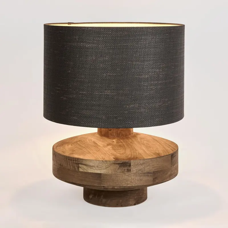 Circa Large Timber Table Lamp – Black Shade 1