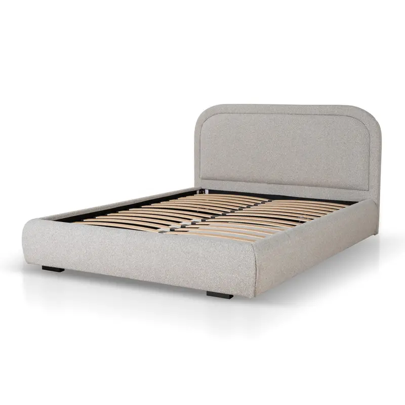 Clay Grey Upholstered King Bed Frame 1