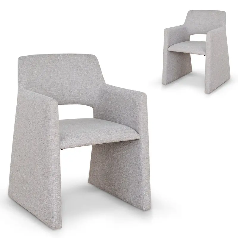 Cloud Grey Fabric Dining Chairs – Set Of 2 1