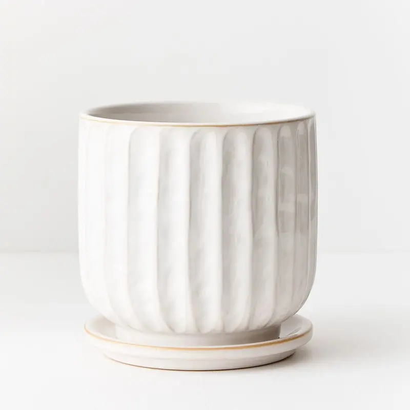 Clovelly Ceramic Planter With Matching Saucer – Pack Of 2 1