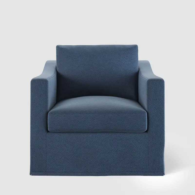 Clovelly Hamptons-Style Navy Fabric Armchair 1