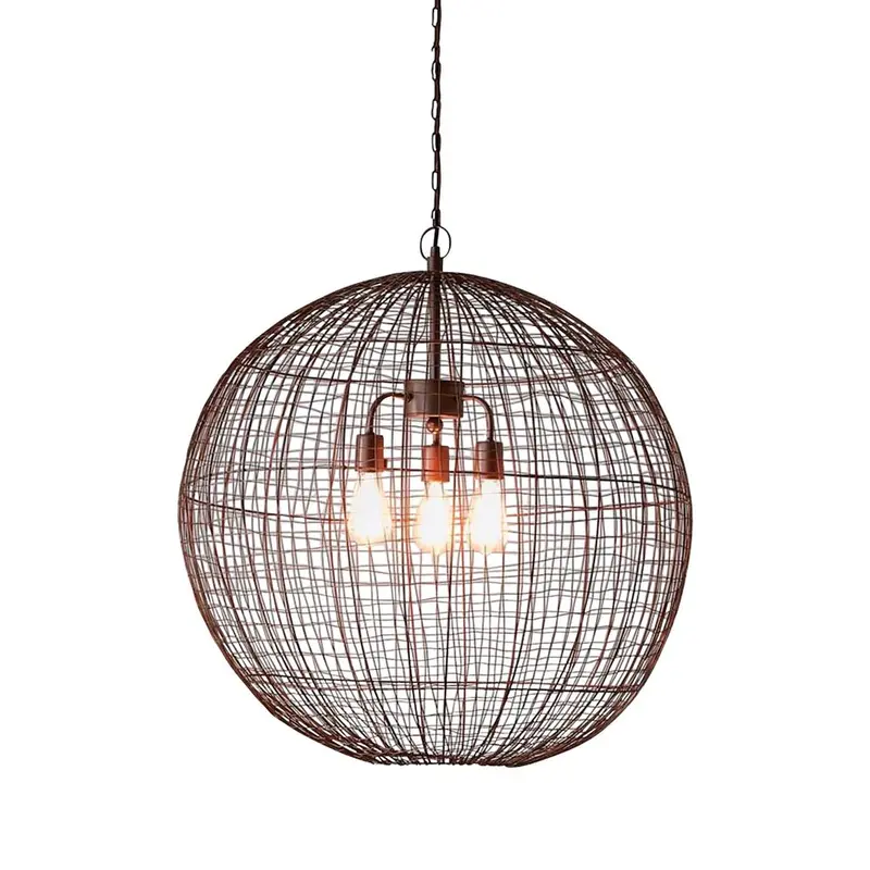 Cray Ball Large Pendant – Antique Copper Wire-Weave Sphere, Enhanced Scale 1