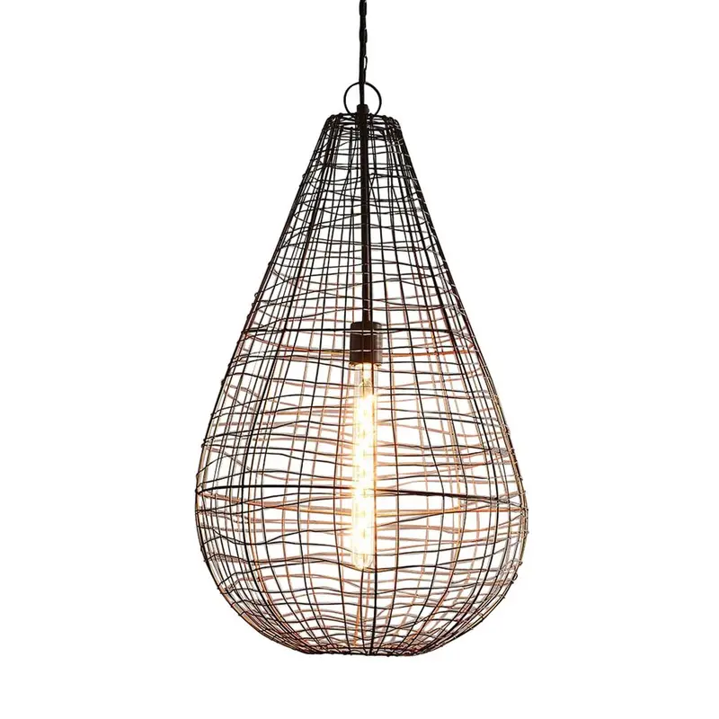 Cray Pot Large Teardrop Pendant – Antique Copper Wire Weave, Sculptural Form 1